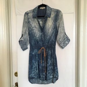 Acid washed denim shirt dress